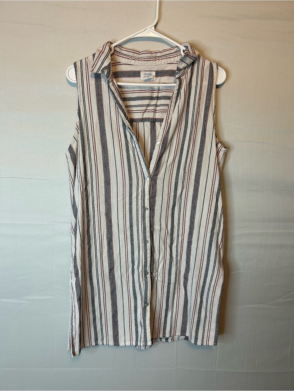 Sigred Olsen Women’s Size Large Sleeved tunic Length Blouse Striped Cotton 76